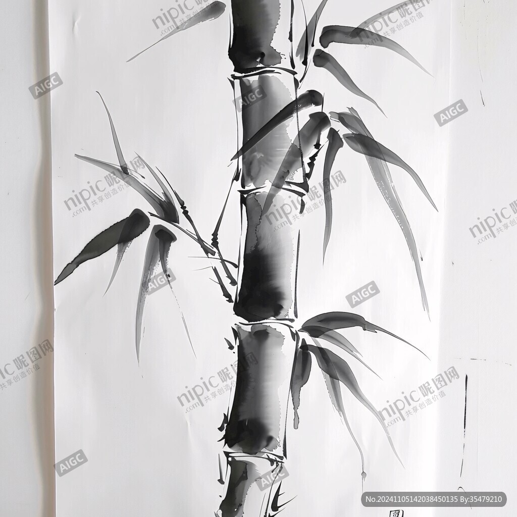 水墨竹窗帘