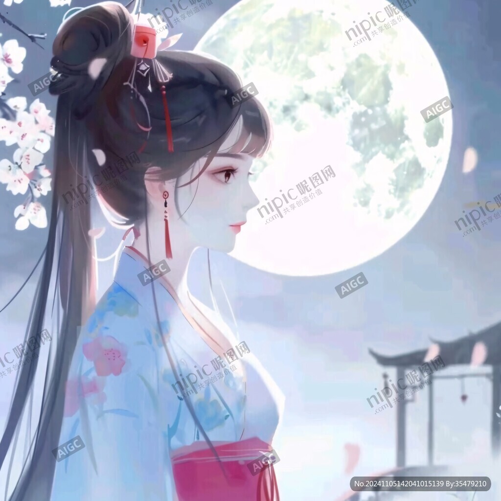 古风美女头像插画封面