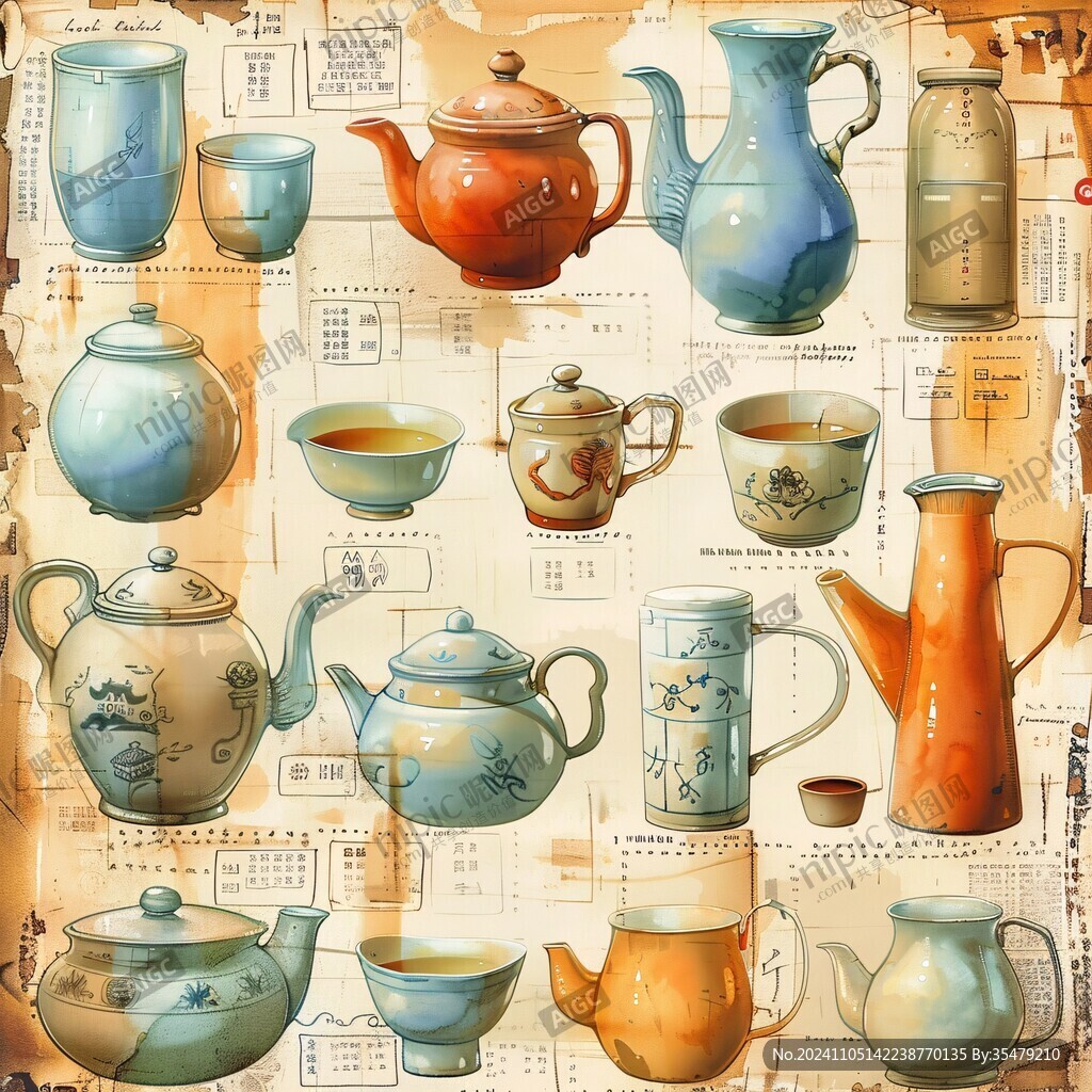 茶具茶壶茶杯装饰画