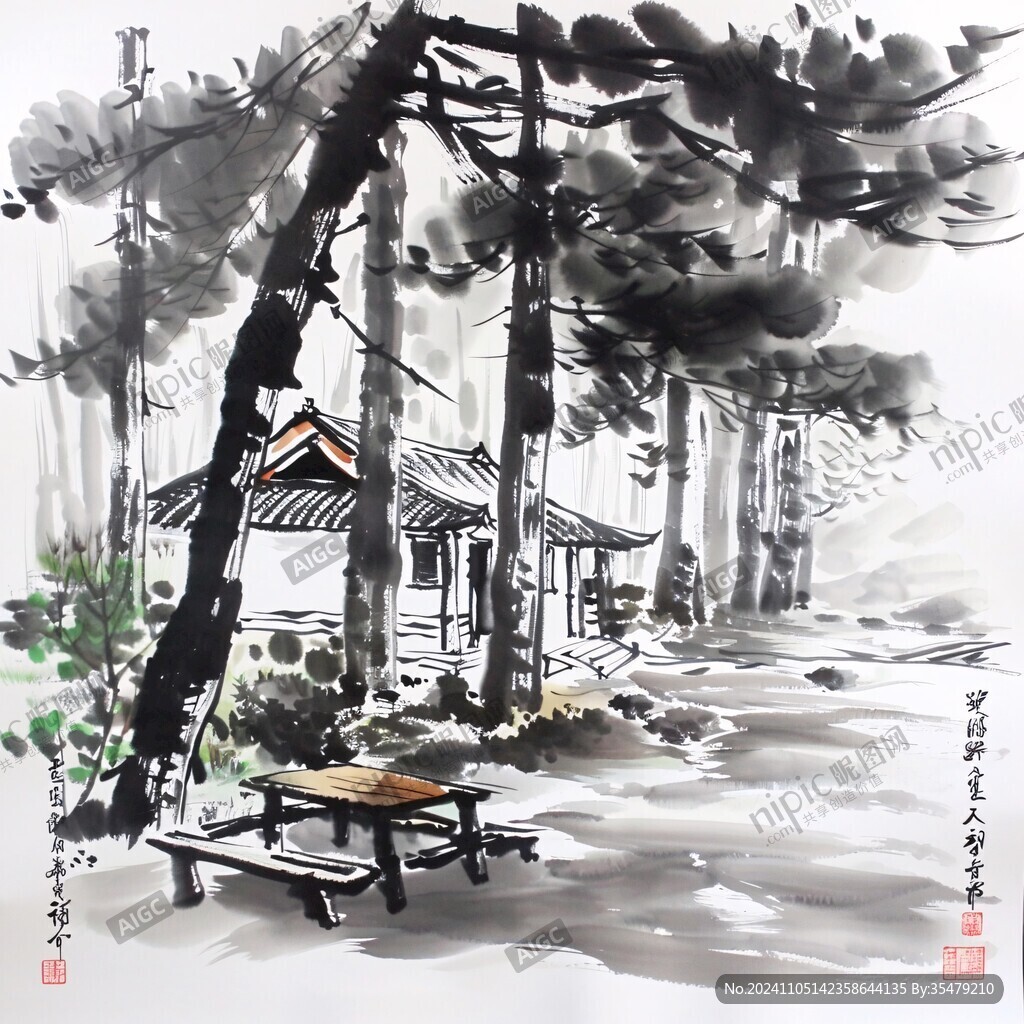 亭台水墨画