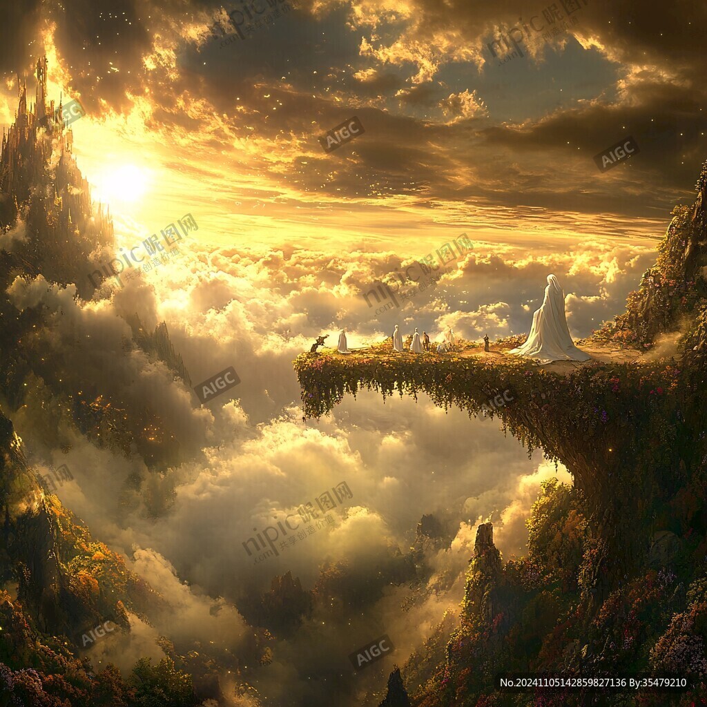 3d云海悬浮小岛