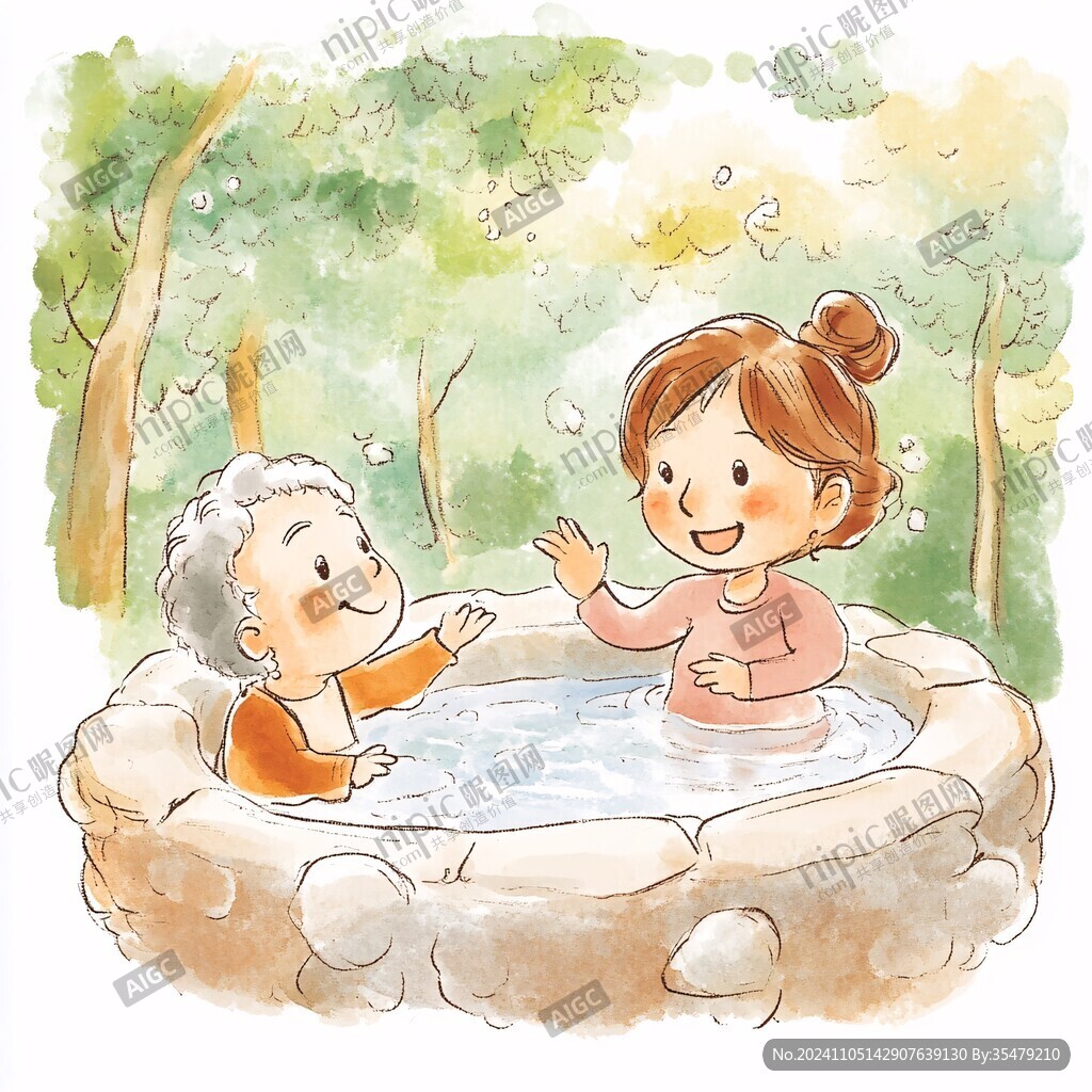 给妈妈洗脚插画