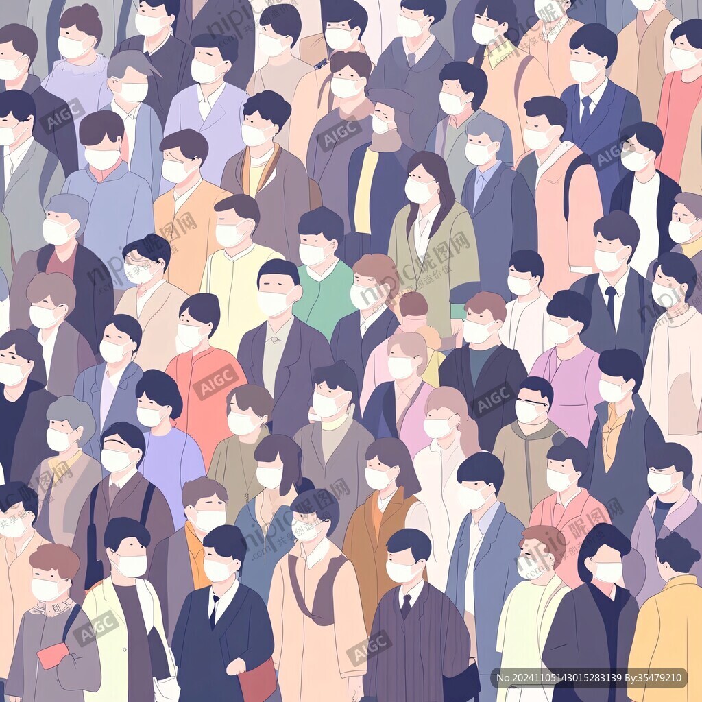 街道上熙熙攘攘的人群插画