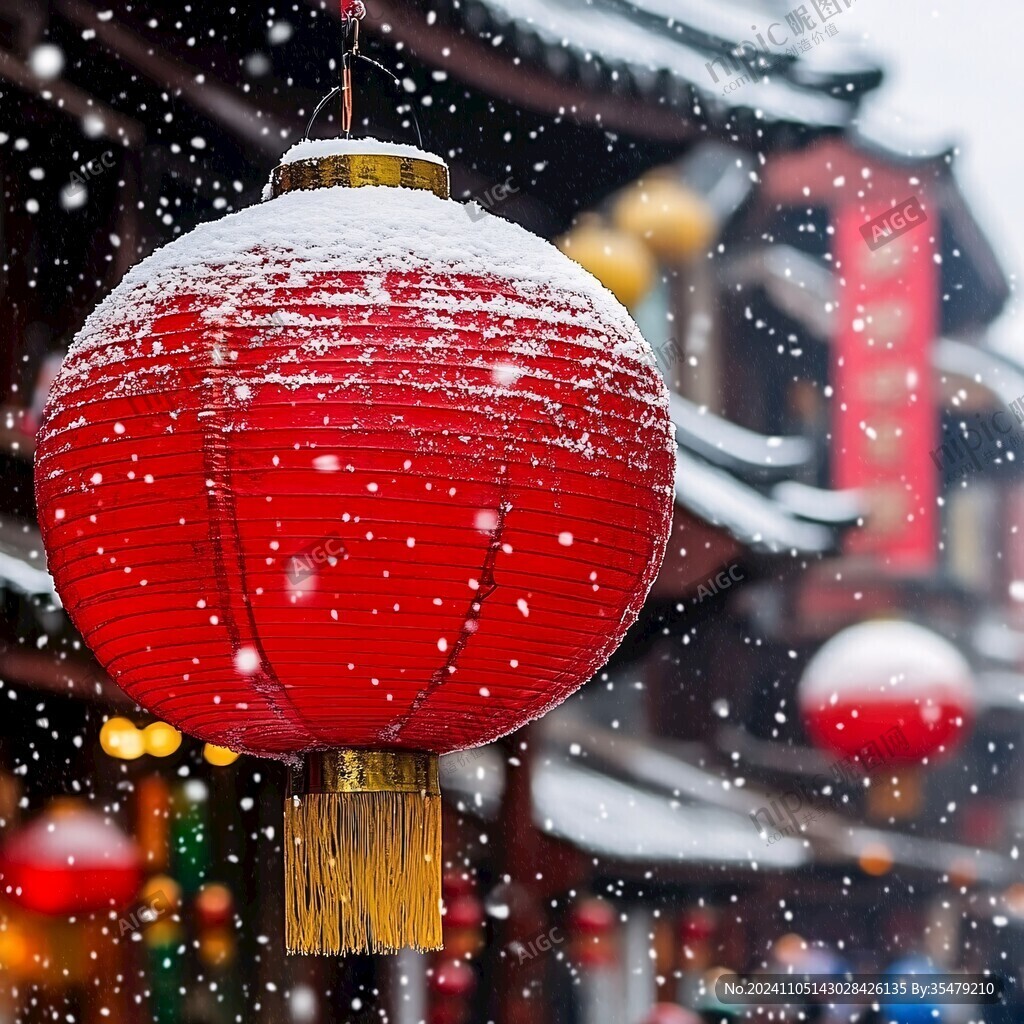 飘雪的红灯笼