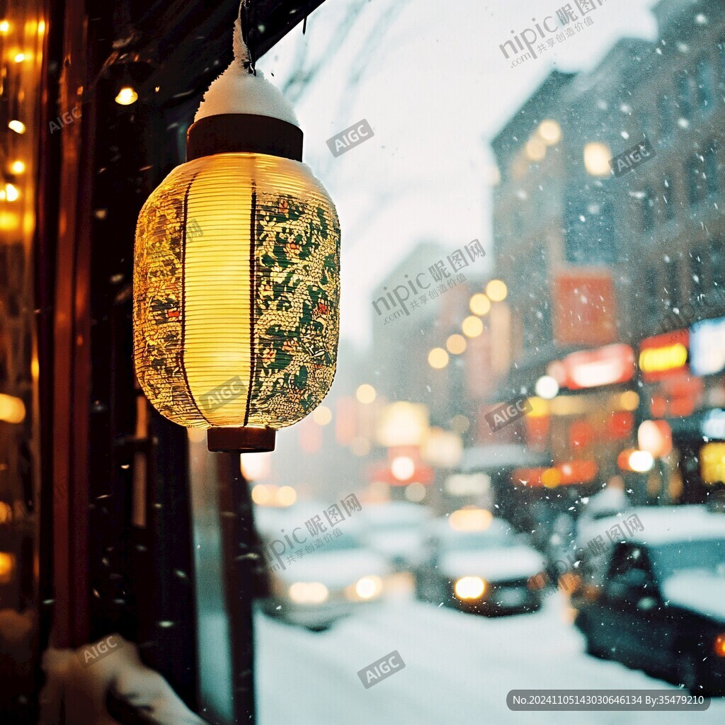 灯笼上积雪