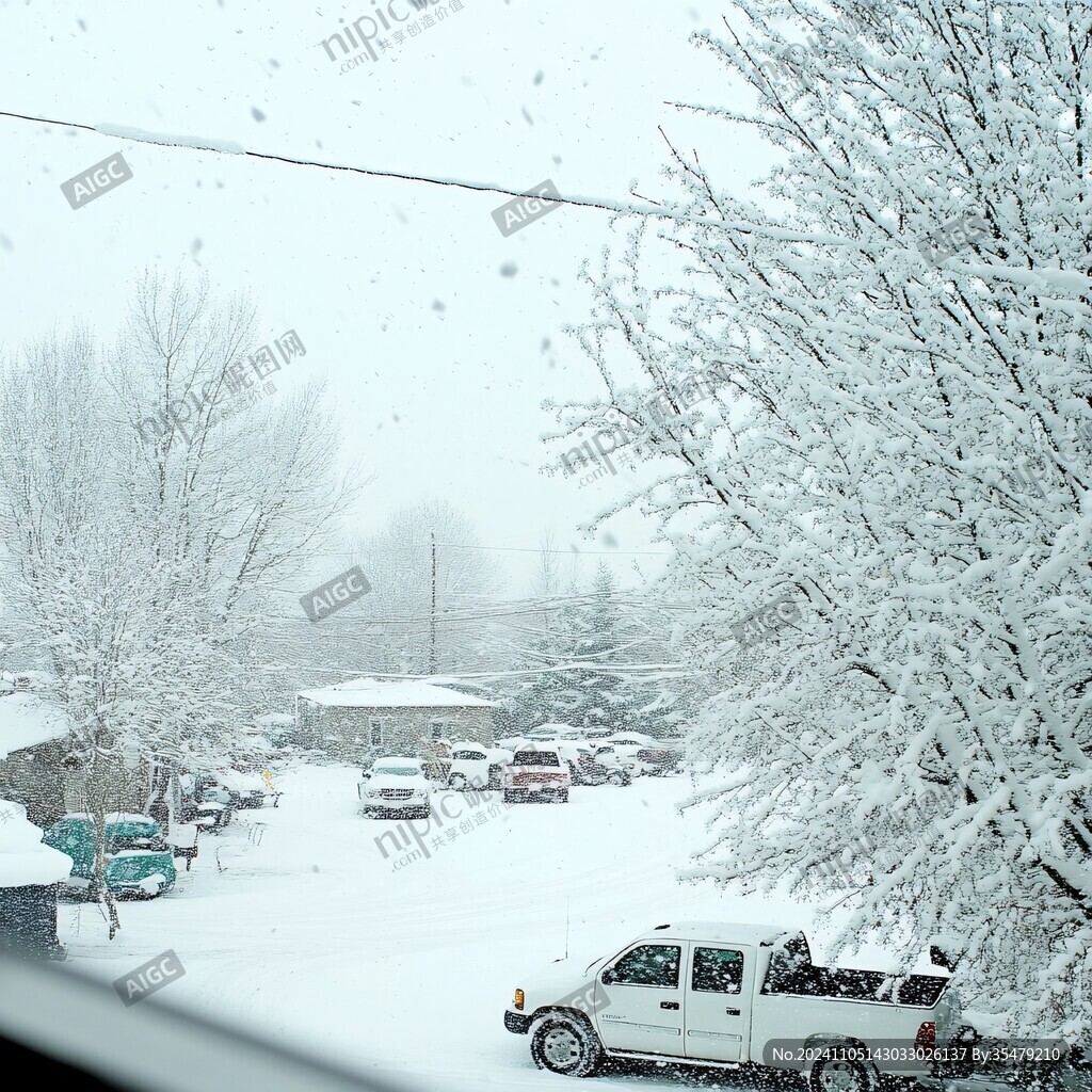 车窗外的雪景