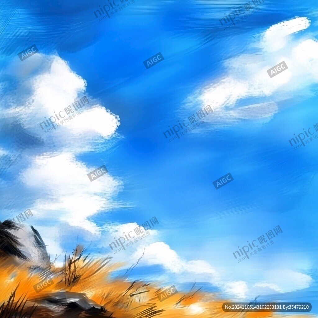 原创天空蓝天手绘夏天