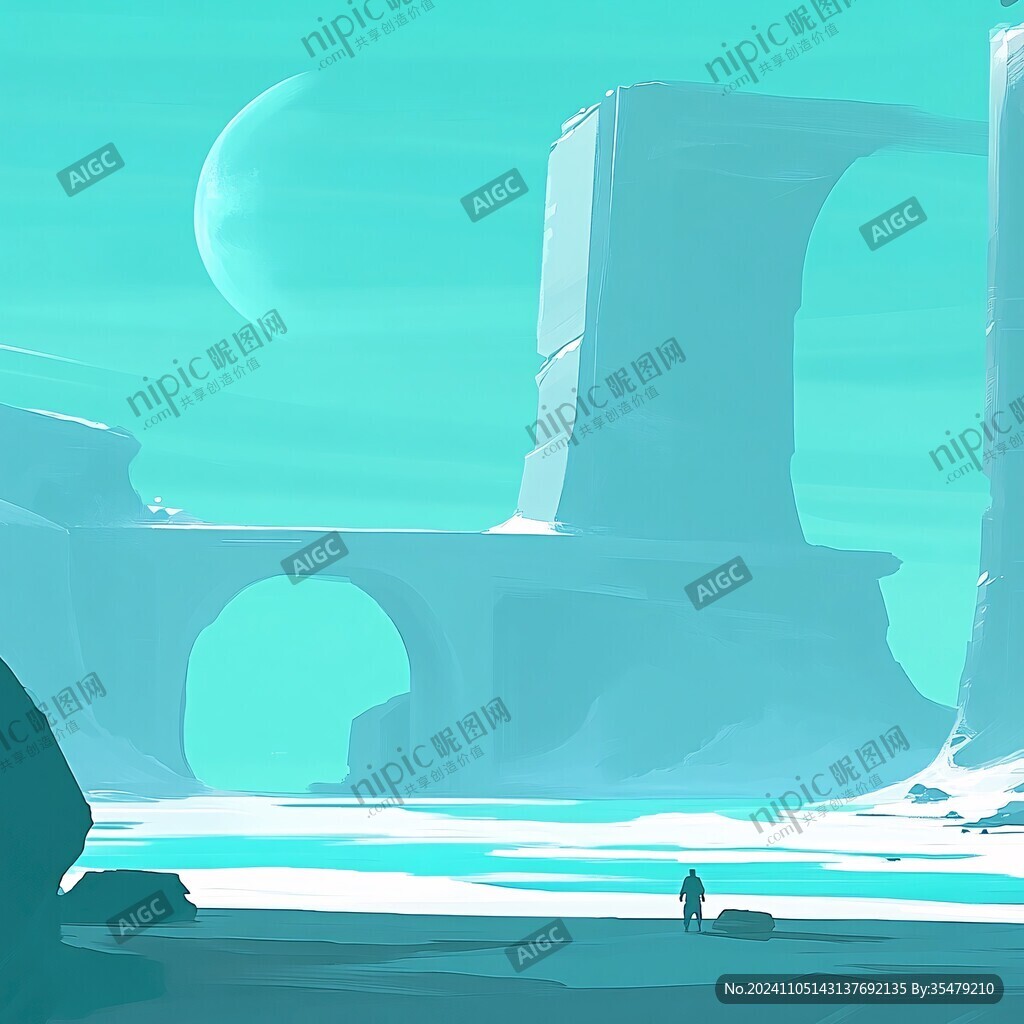 幻想的外星建筑与大窗户