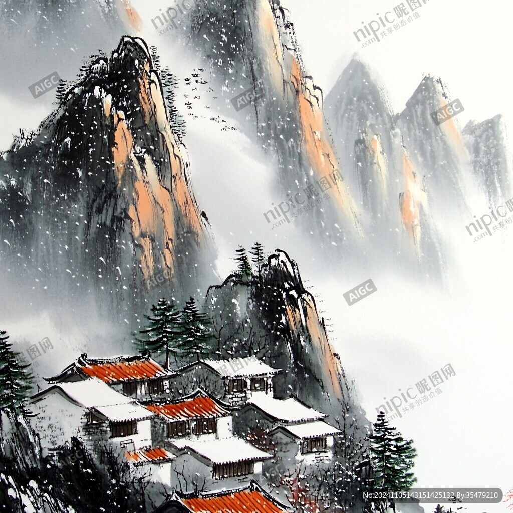水墨数字画山水画壁纸