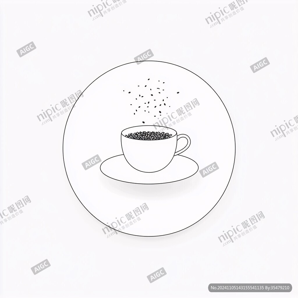手绘线稿咖啡杯