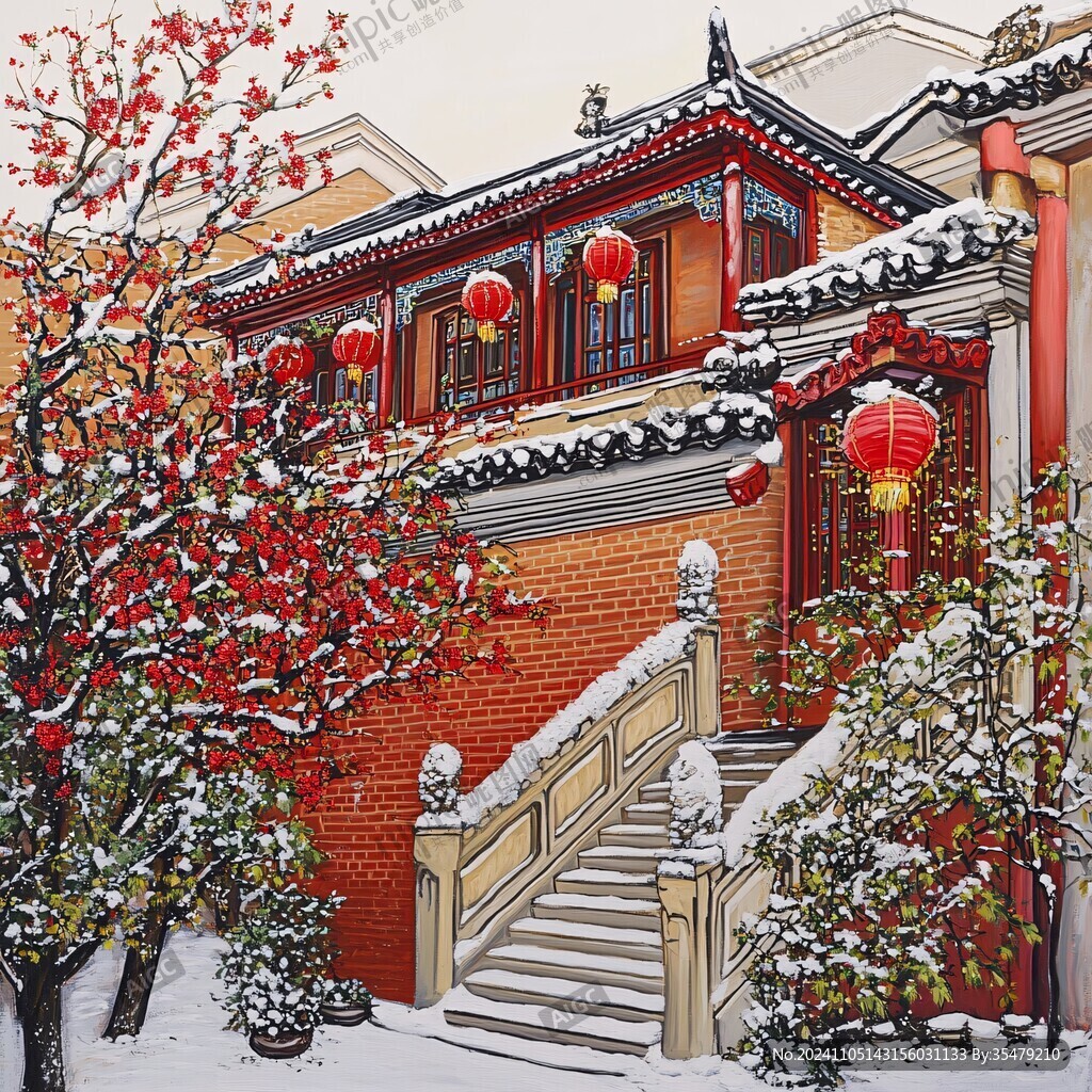 雪中院墙