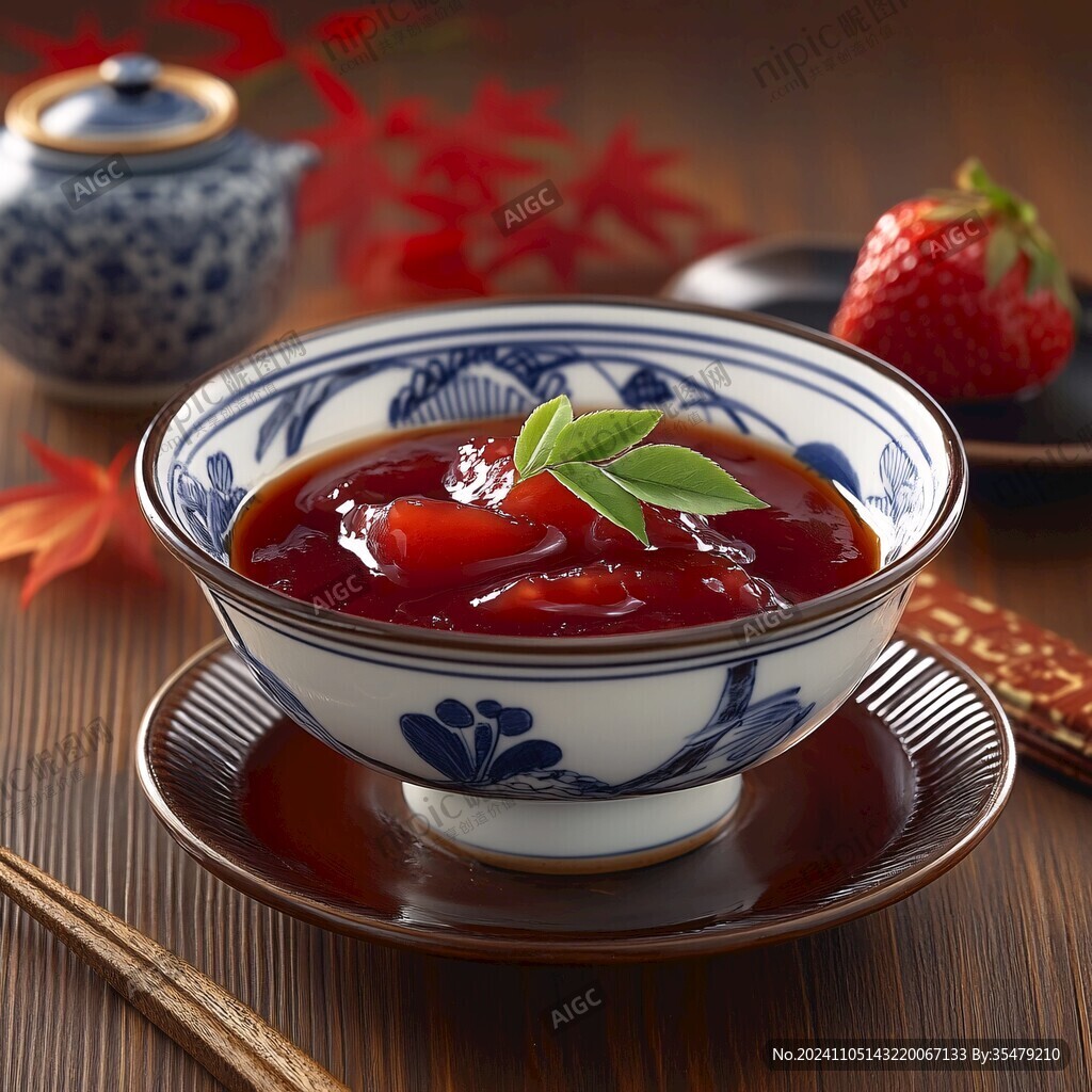 广式甜品草莓素材