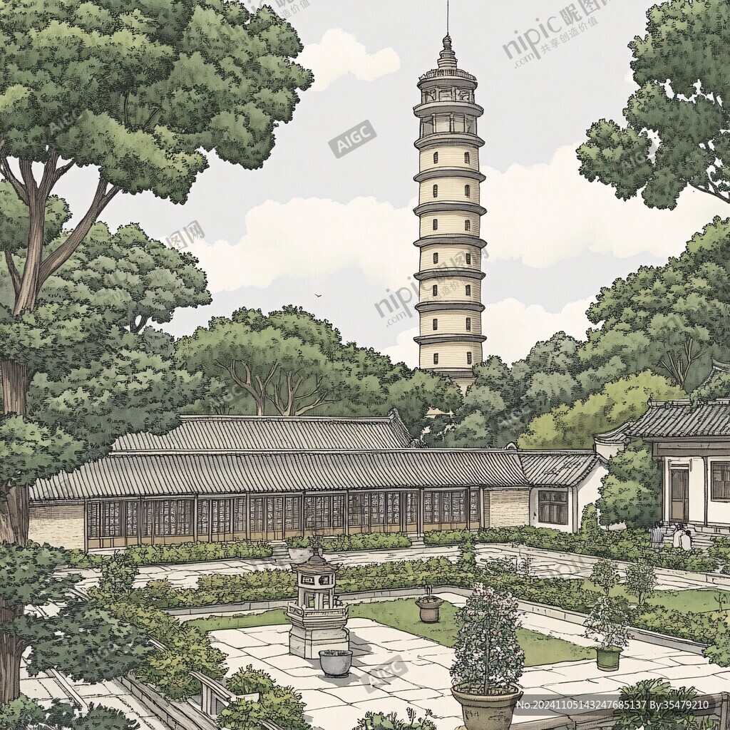 宝光塔插画