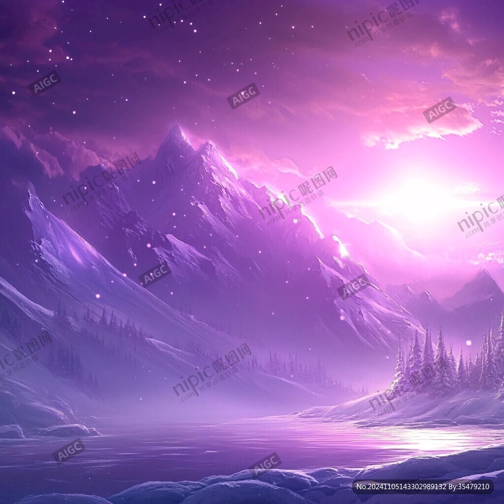 手绘紫色梦幻场景