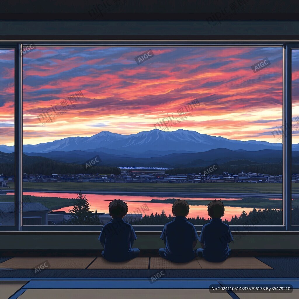 看日出插画