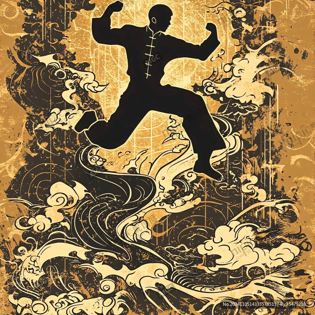 功夫插画人物插图