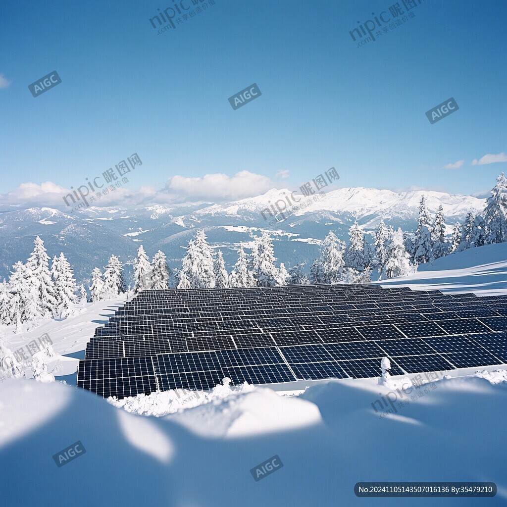 太阳能板残雪