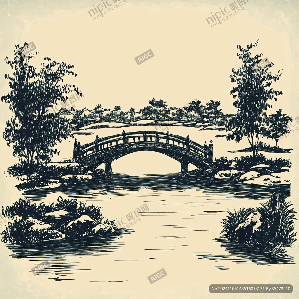 石桥线稿