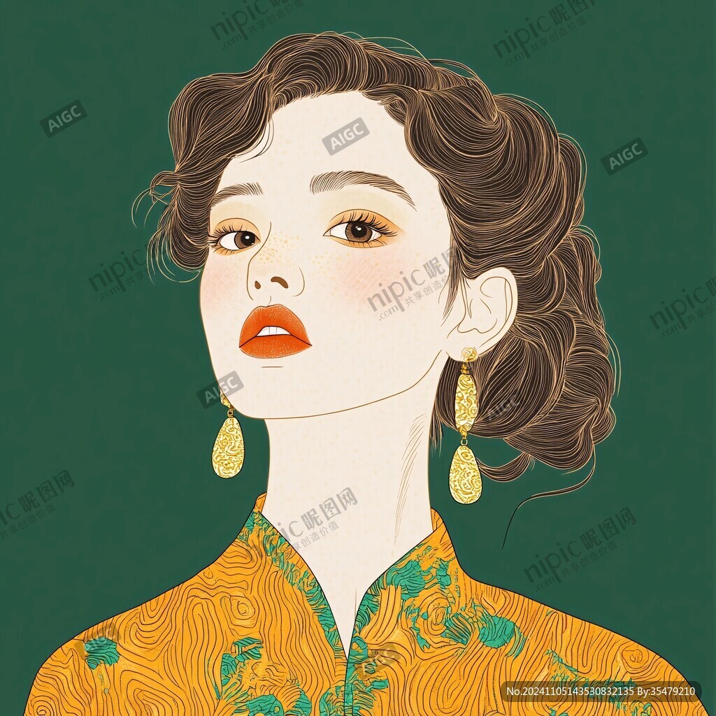 民国风美妆插画