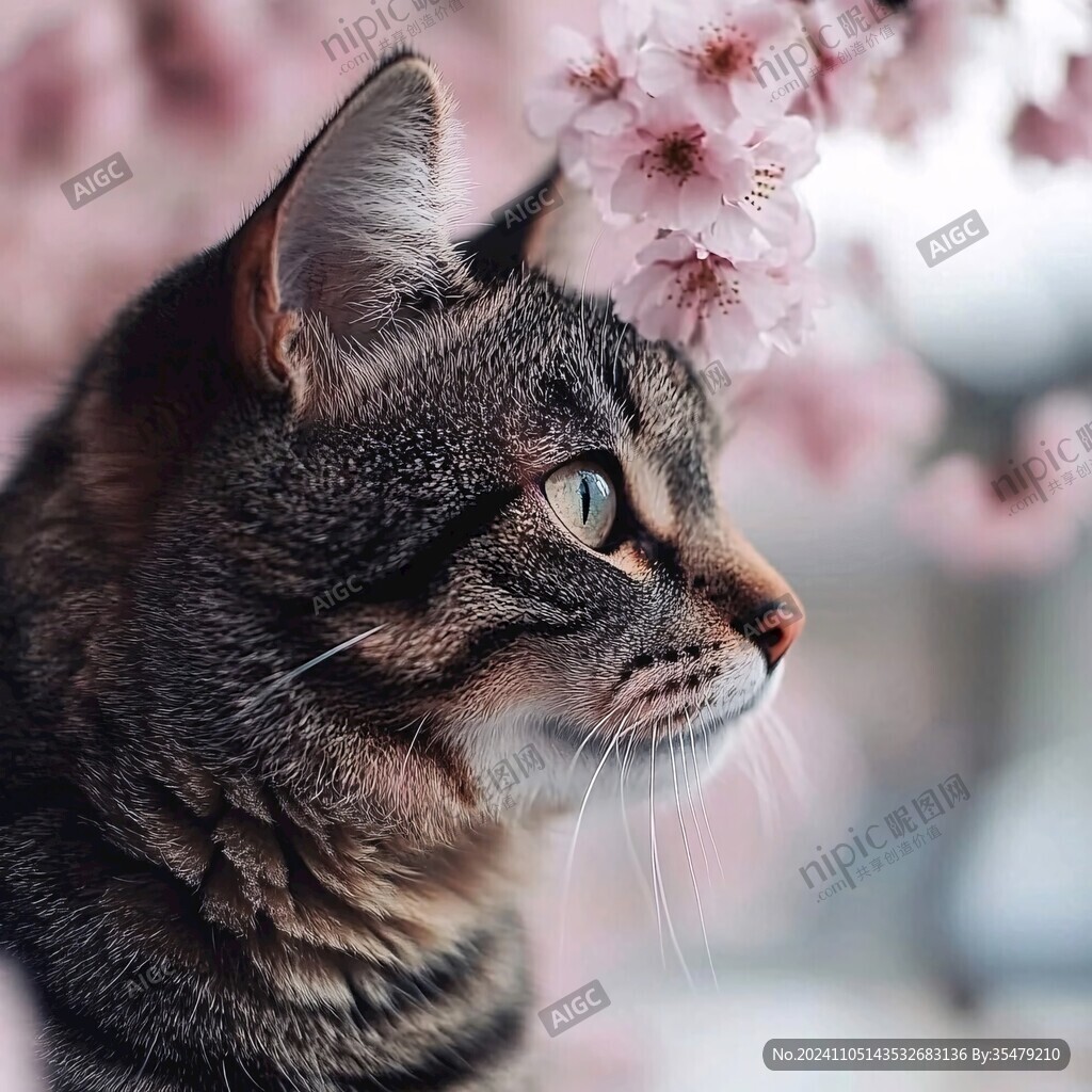 猫咪与鲜花