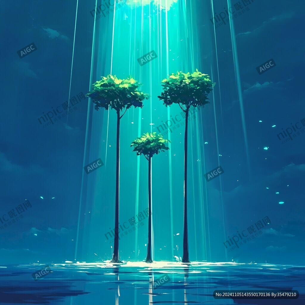 唯美天空小树