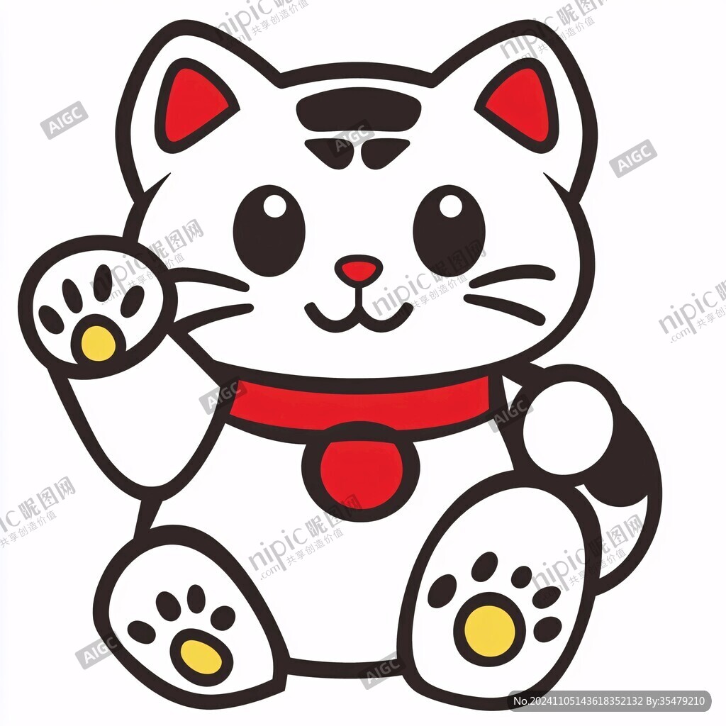 招财猫印花烫画图案
