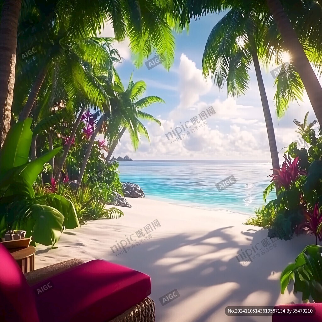 沙滩海边浪漫景色