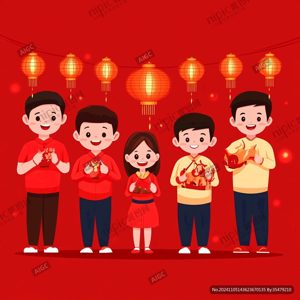 一家人春节团圆虎年