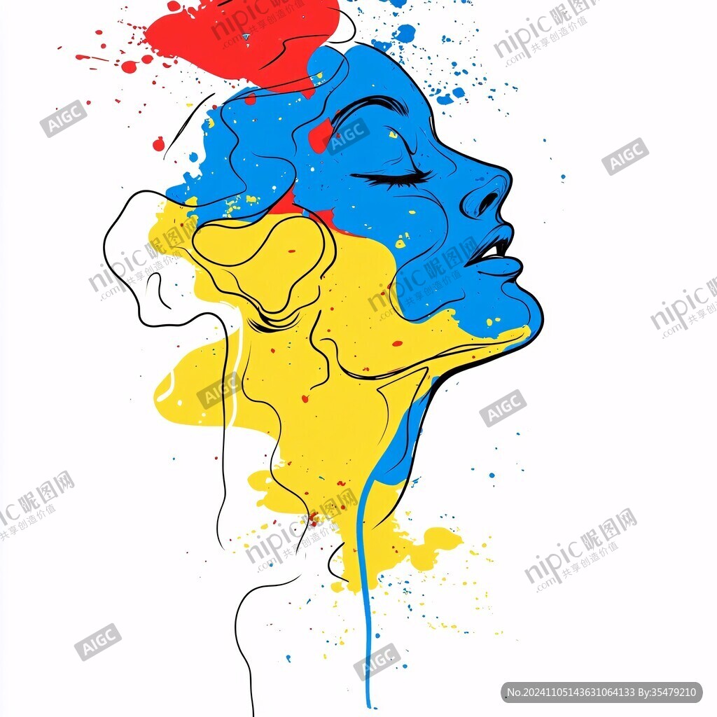 人脸色块拼接装饰画