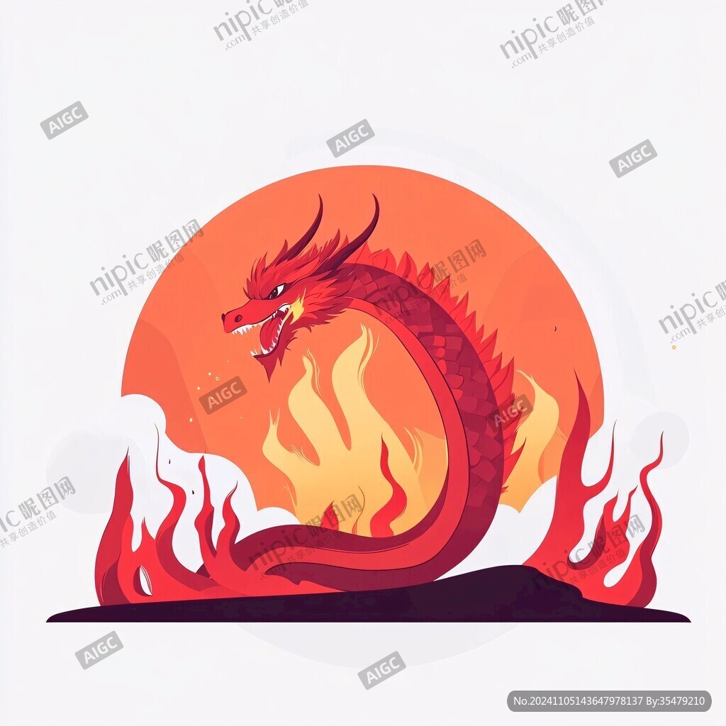 蜿龙扁平卡通插画