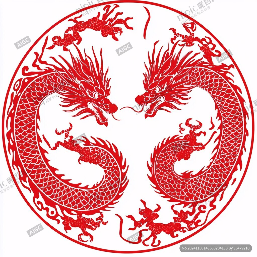 龙纹剪纸纹样