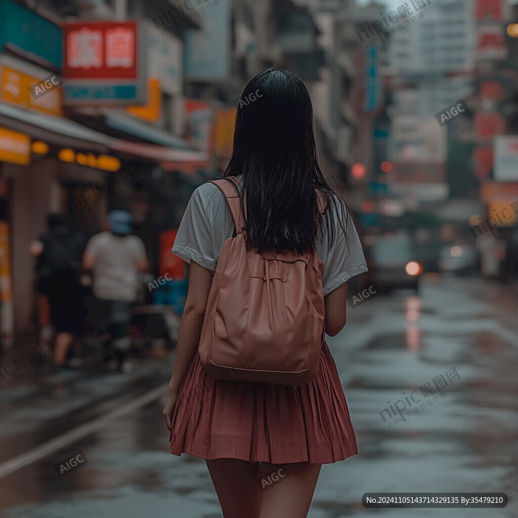 雨中背影