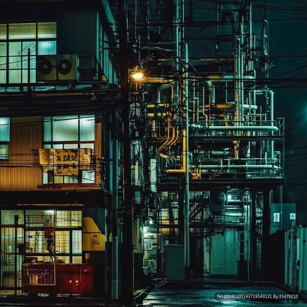 日本街道建筑夜景