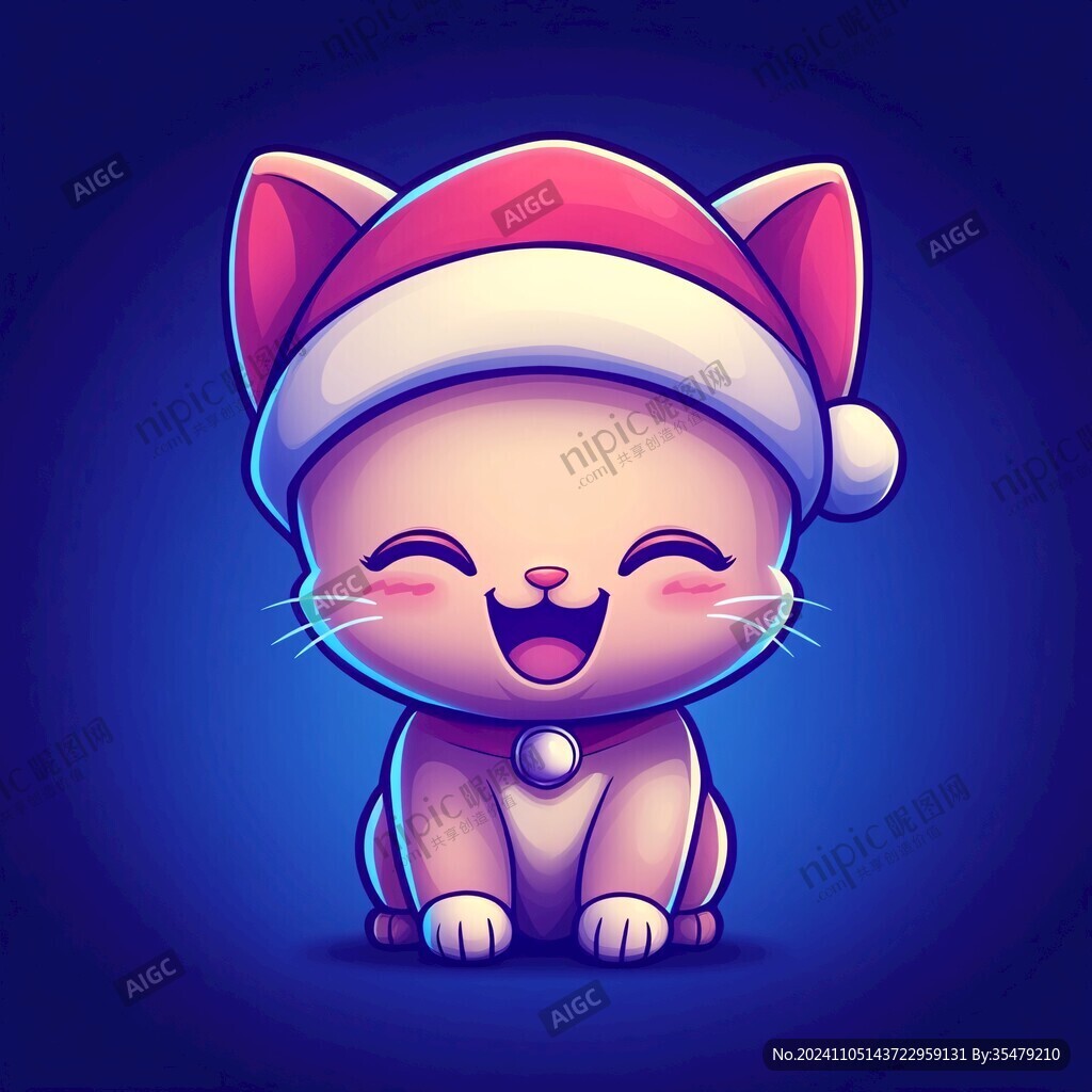 开心的猫插画