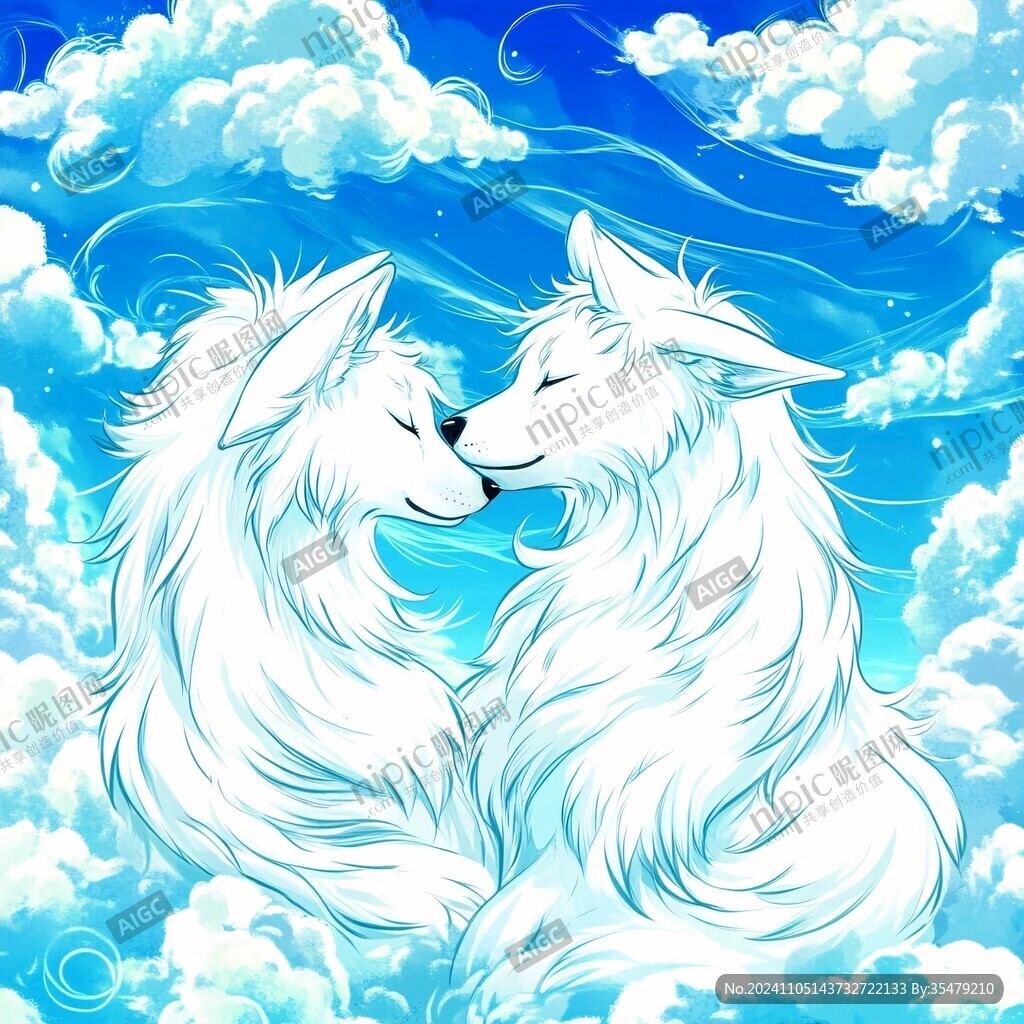 原创插画萨摩耶