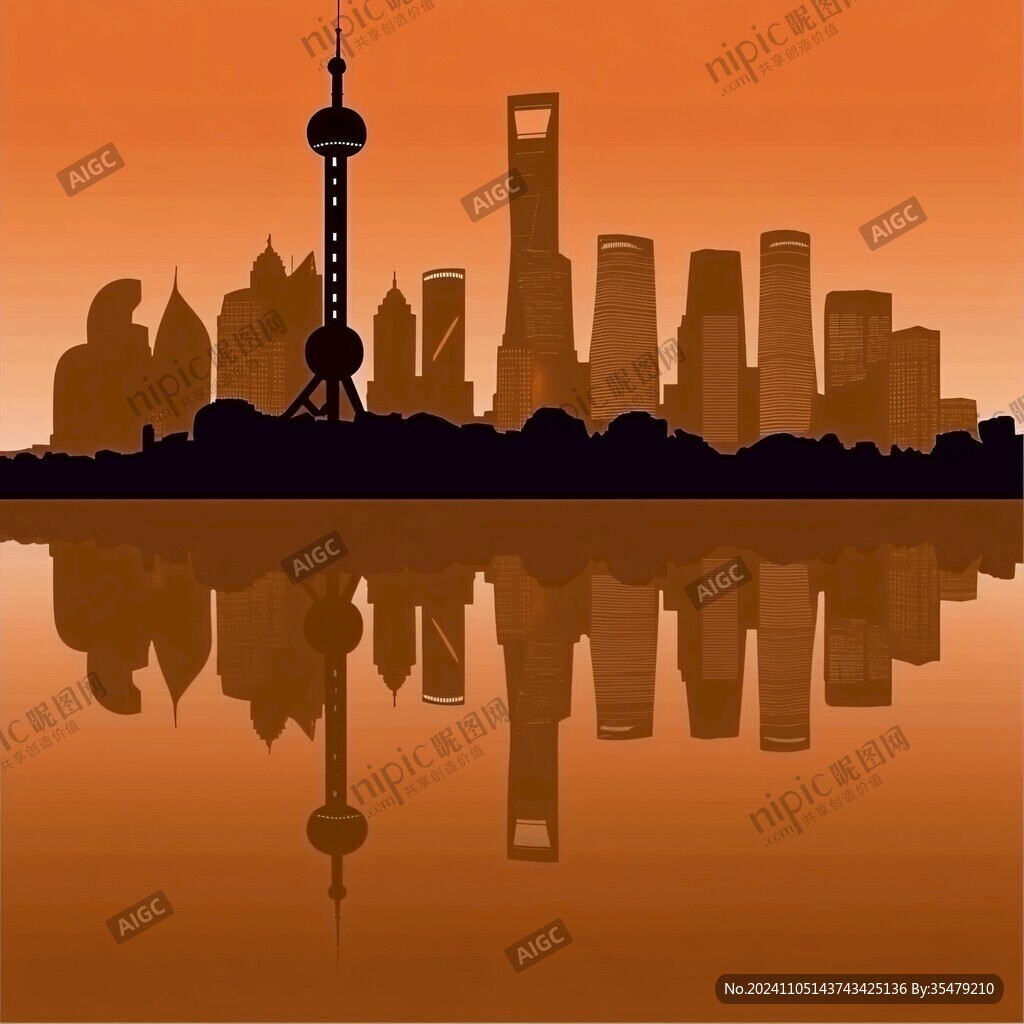 北上广深剪影轮廓背景