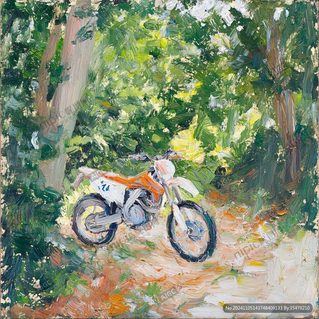 摩托车油画
