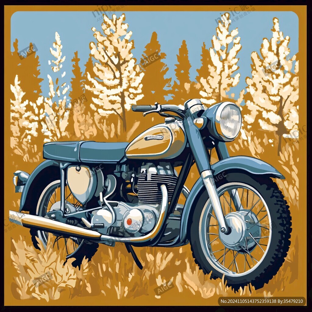 手绘摩托车