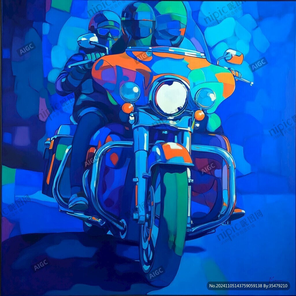 摩托车油画