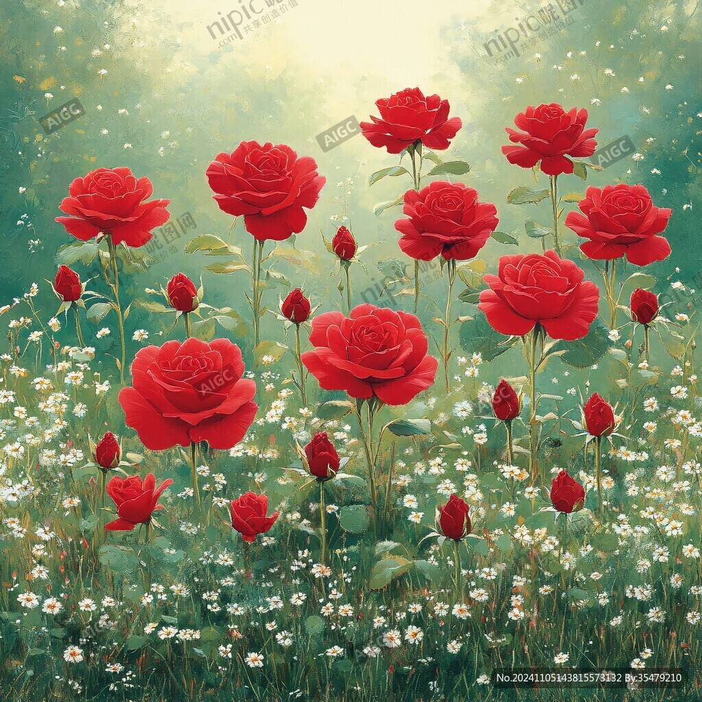红色鲜花壁画