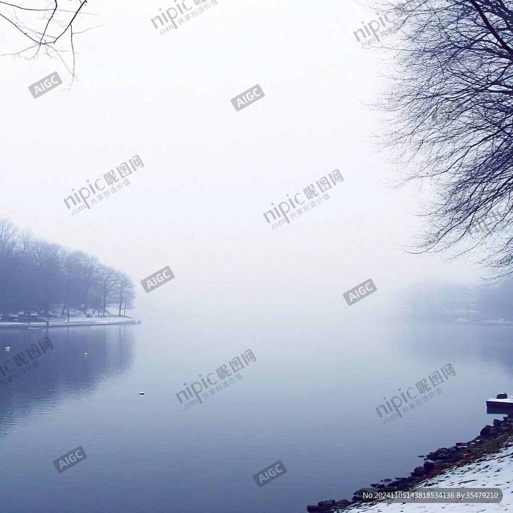 如琴湖雾中雪景