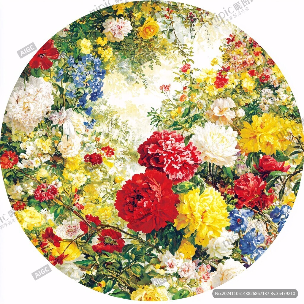 圆形盘花数码印花