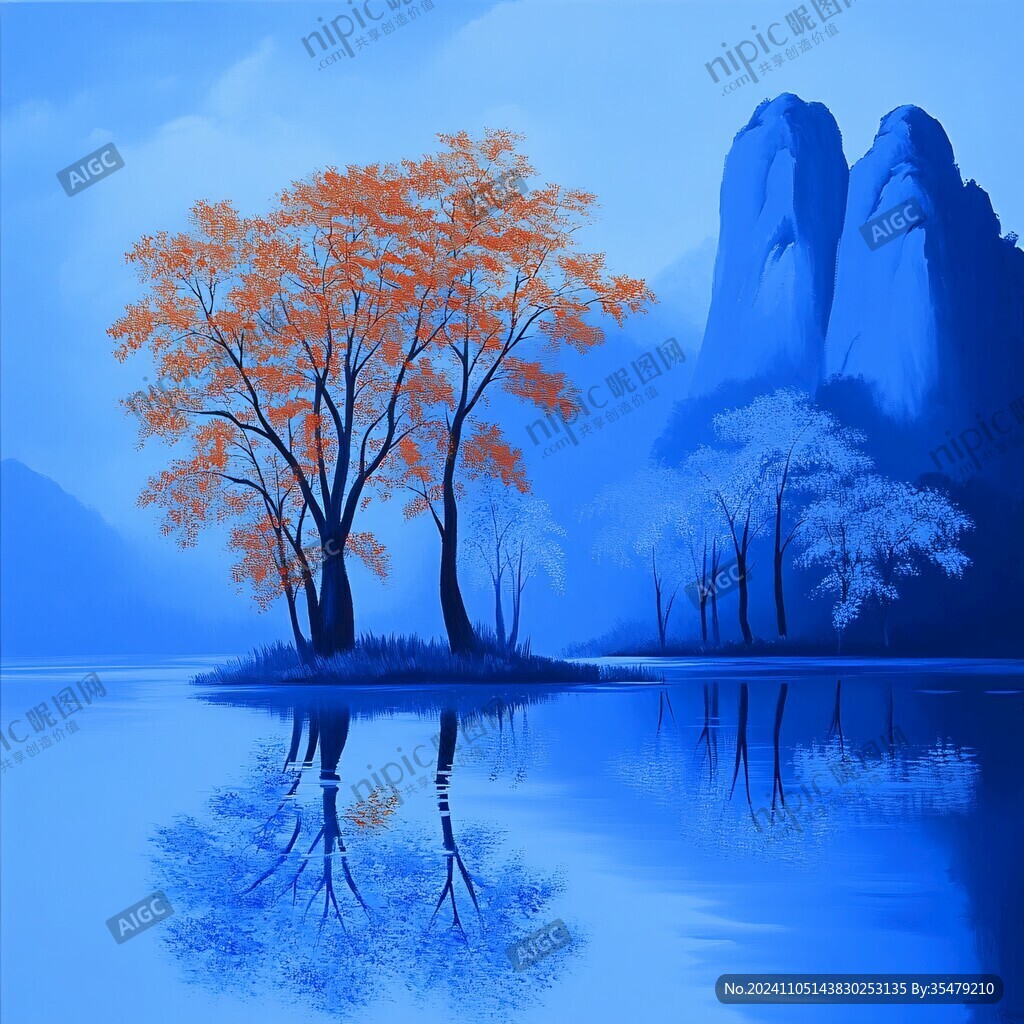 蓝色梦幻山水风情