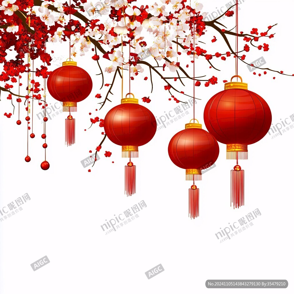 灯笼梅花背景图