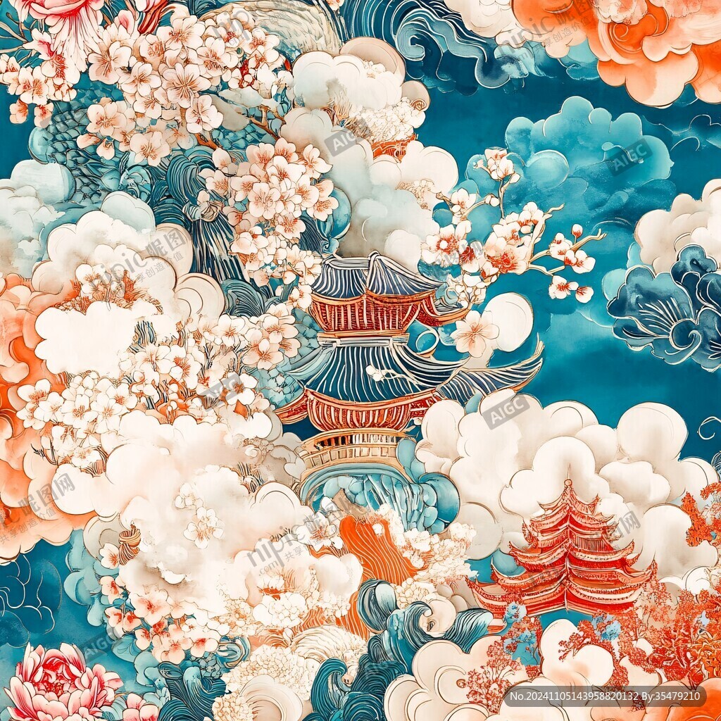 景山公园国潮插画