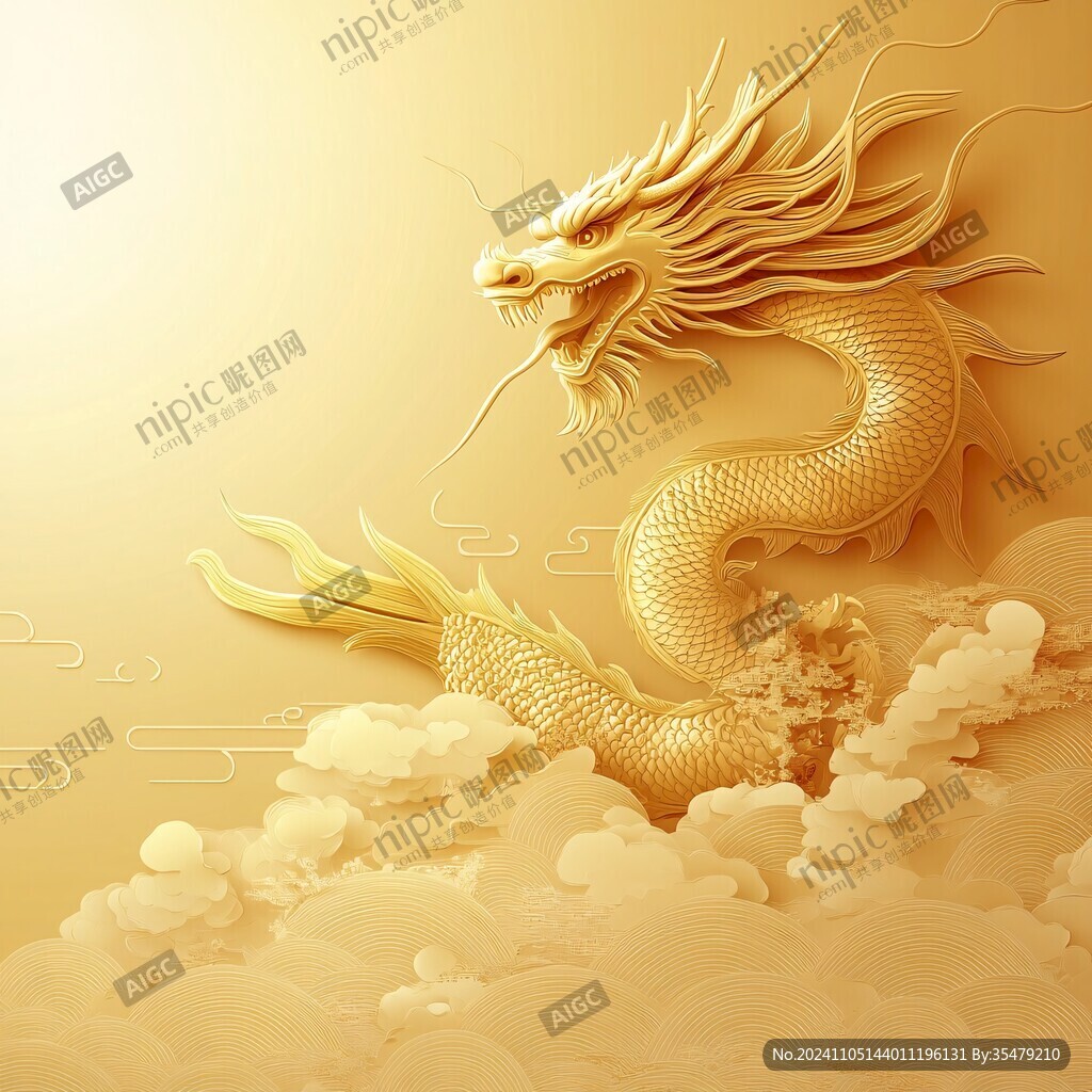 龙年红金渐变插画