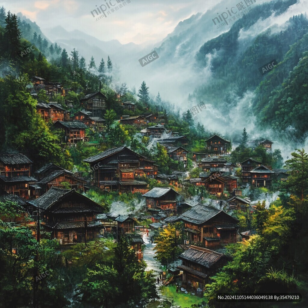 肇兴侗寨油画