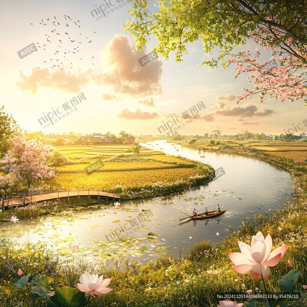 梦幻中国美田园风景