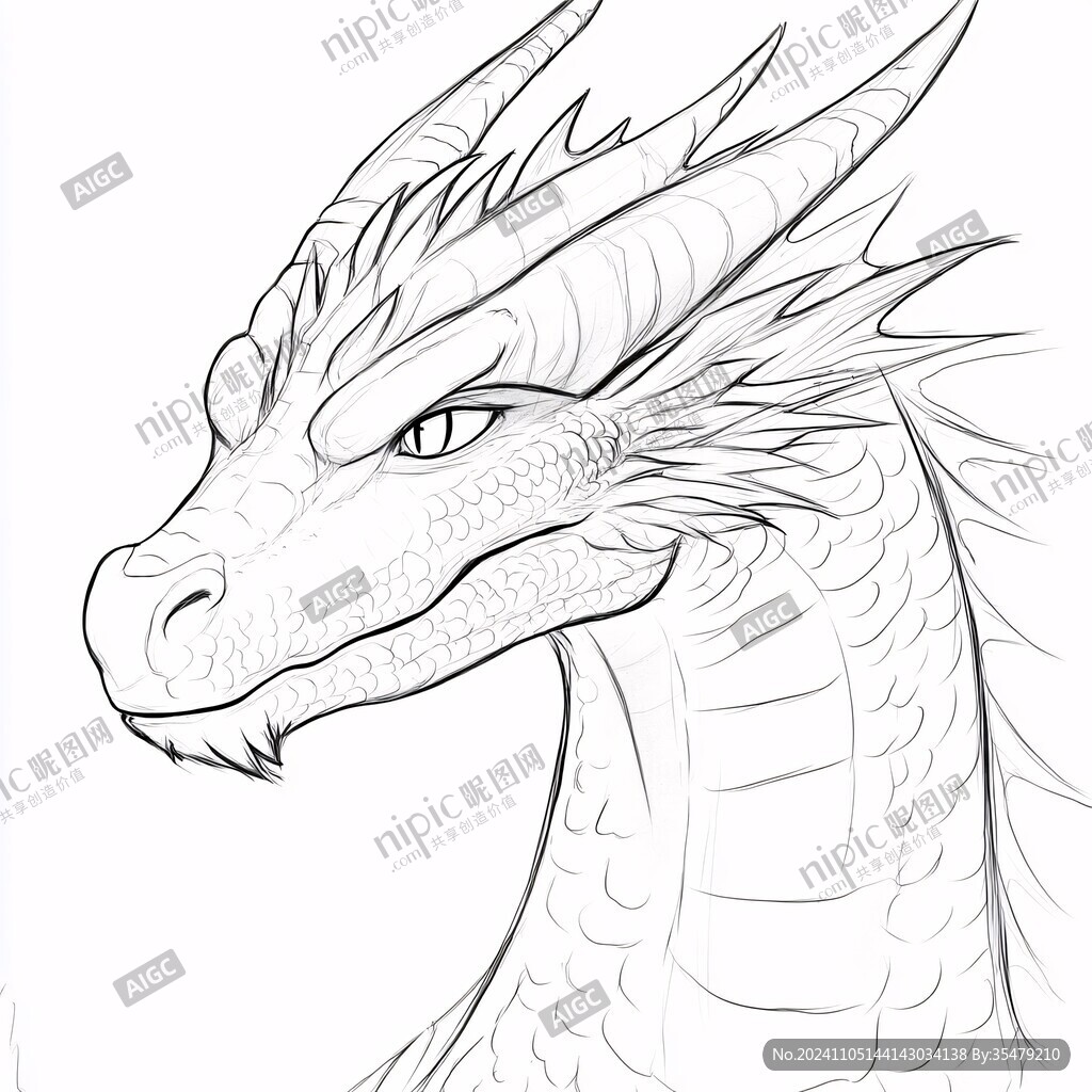 线描简约版龙抬头