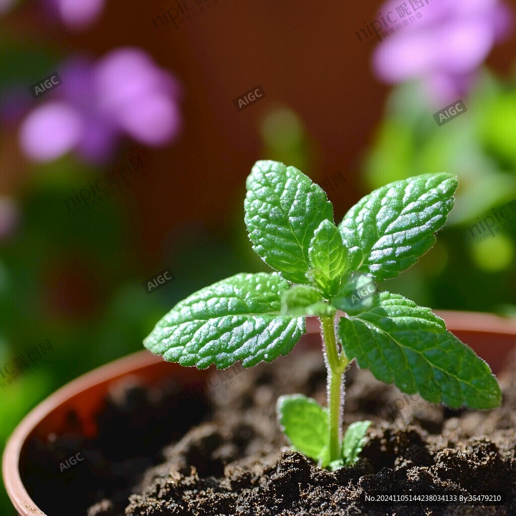 薄荷幼苗盆景